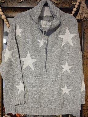 Source Unknown Grey Star Cowl Neck Sweater